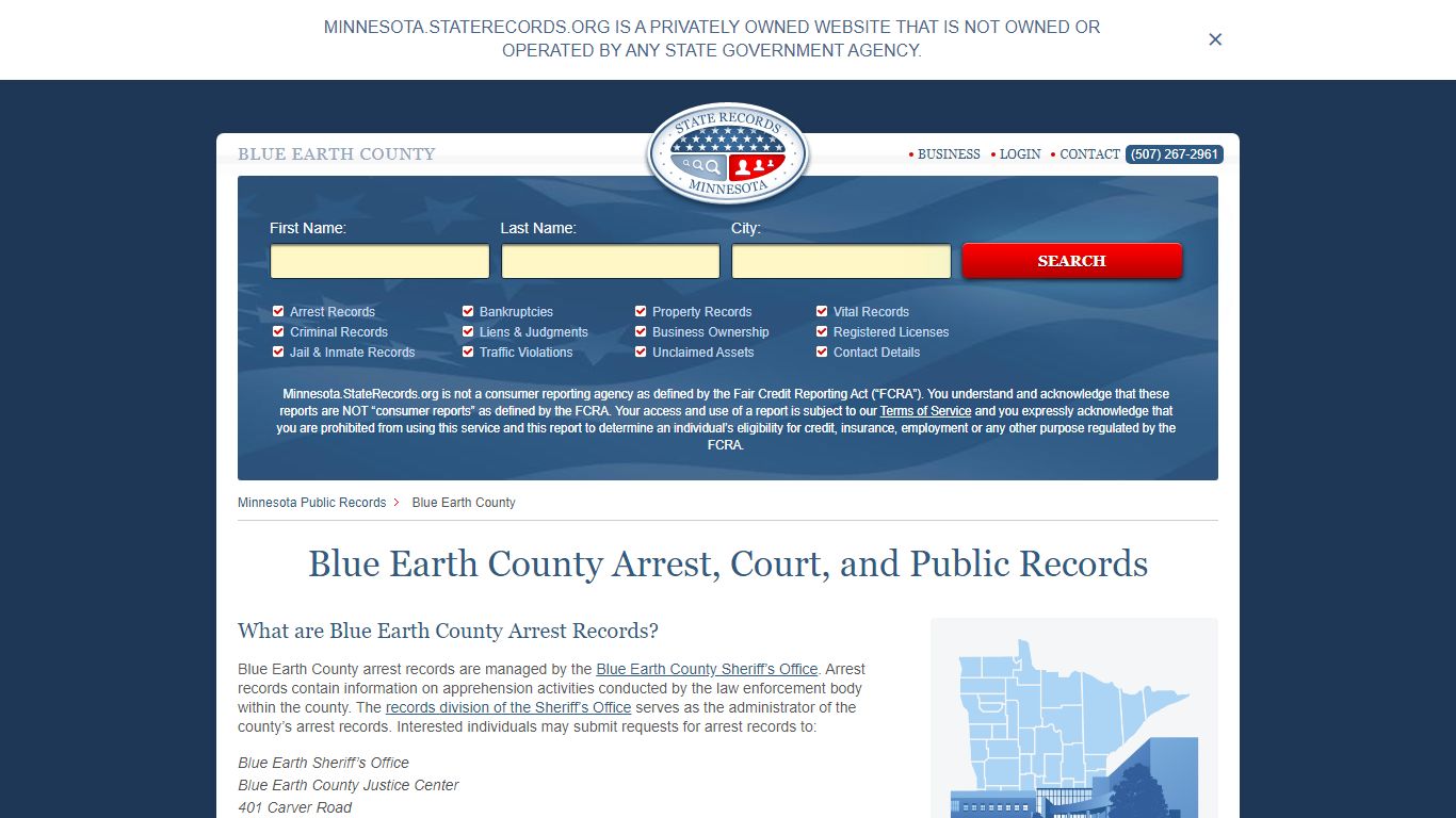 Blue Earth County Arrest, Court, and Public Records